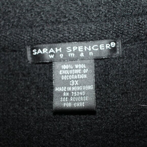 Sarah Spencer Woman 100% Wool Cardigan with Yarn Embellishment Plus 3X - Picture 11 of 11